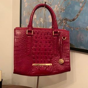 Brahmin Small Finley Satchel Bag in Deep Red